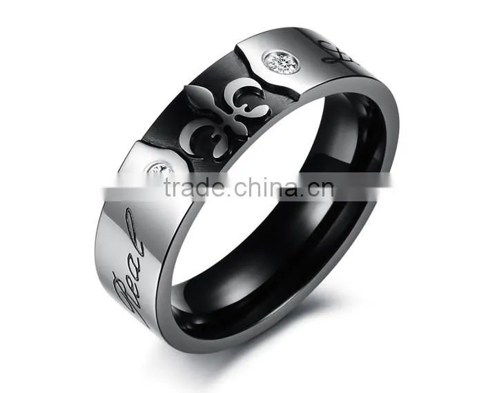 KSTONE Real Love Carved Stainless Steel Engagement Wedding Couple Rings