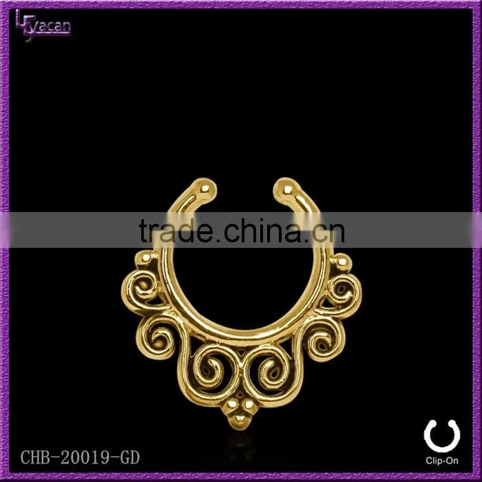 Tribal Swirls flower indian fake nose ring