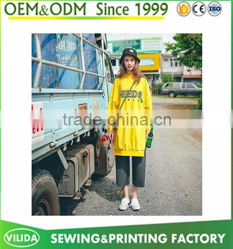 Factory in China OEM Custom Autumn Women Fashion 100% Cotton Long Hoodies Dress