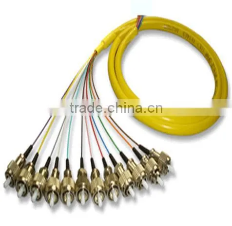 0.9mm length 1m FC UPC SM 12 core fiber optic breakout cable pigtail