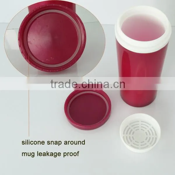 300ml plastic mug with tea filter and leak-proof lid, Mug for promotion, accept logo printing
