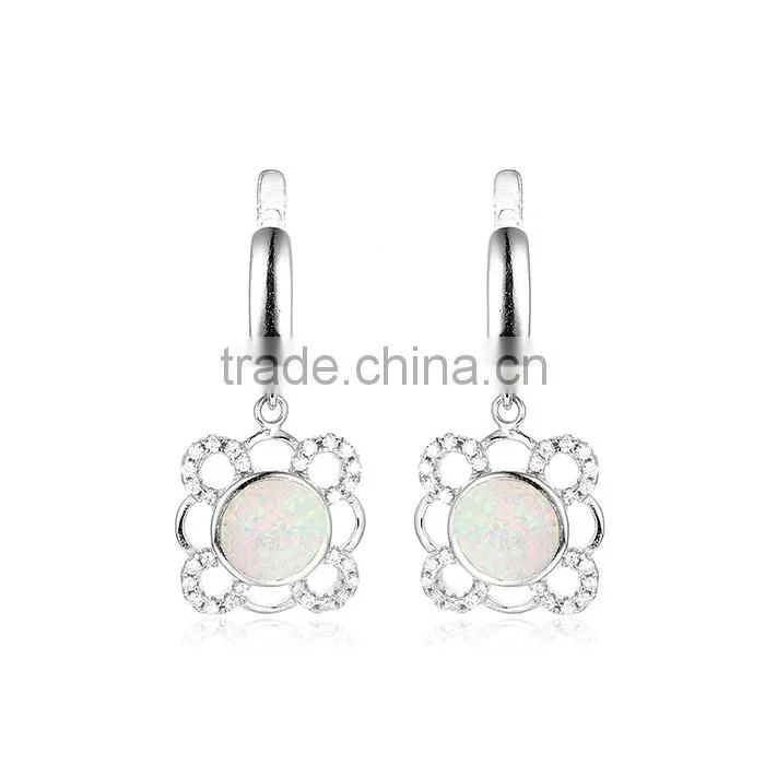 Opal Jewelry Hoop Earrings with White Stone Wholesale China SEI002W