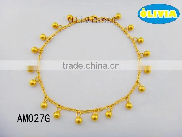 Olivia Jewelry Stainless Steel Balls Charms Gold Plated Anklet New Designs