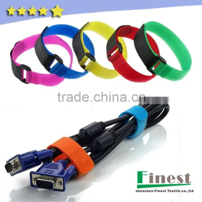 Custom hook and loop adjustable cable tie cable strap