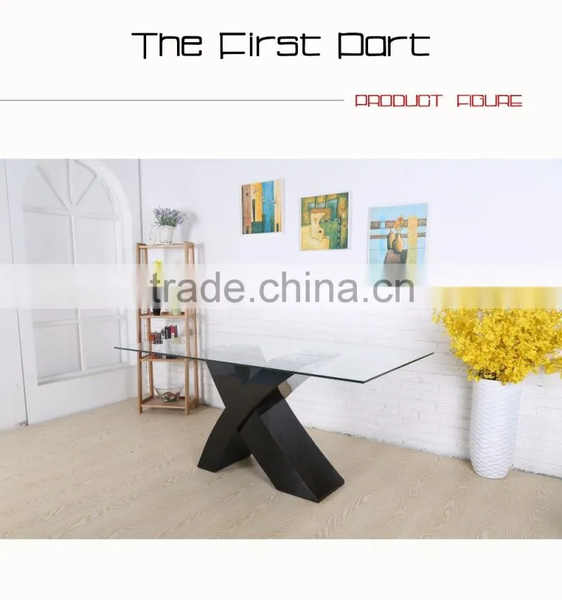 X shaped glass dining table promotion