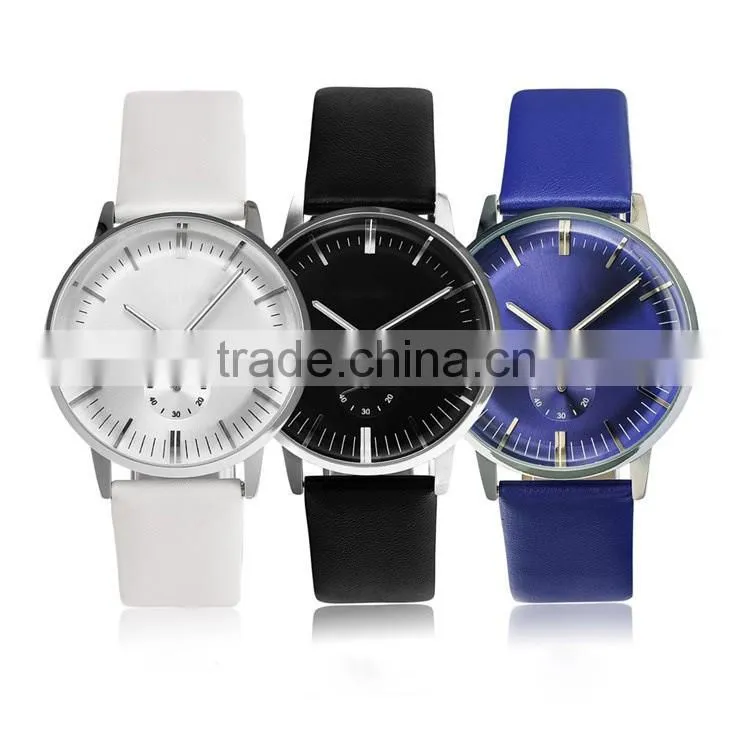 good quality custom logo metal wrist watch , simple men watch , leather watch band