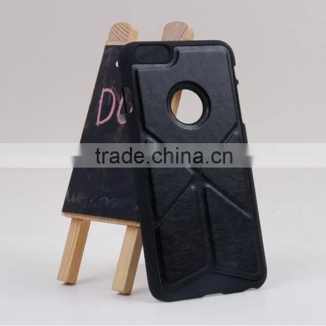 Factory Wholesale Phone Case for Apple iPhone 6 Plus Case Leather Creative origami folding stand for hands