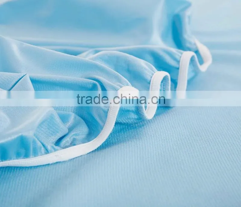 Blue Medical Waterproof Jersey Fitted Sheet 100 Cotton Fitted Sheet