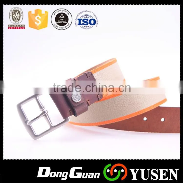 Two Tone Double Colours Leather Ended Cowboy Woven Canvas Belt