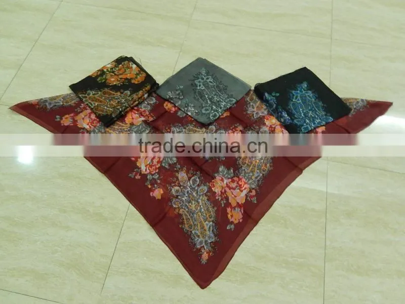 fashionable fancy printed silk scarf 90*90cm
