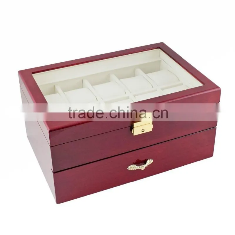 Luxury Glossy Wood Box Packaging 2 layer 24 watches storage