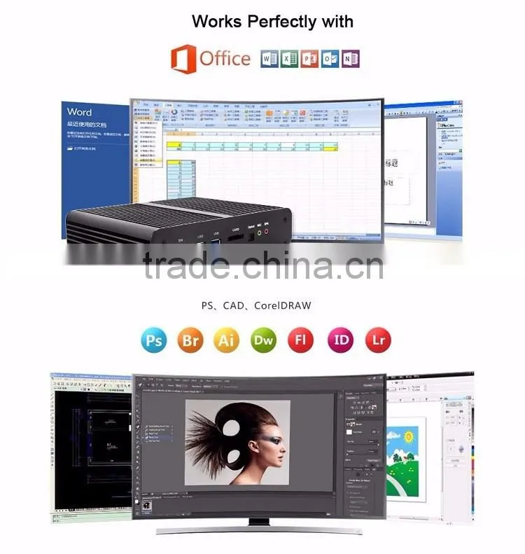 Partaker Fanless B2 Battery Powerful Business Mini PC with 4th 5th Gen Intel Core I7 4500u 5500u 4650u Processor