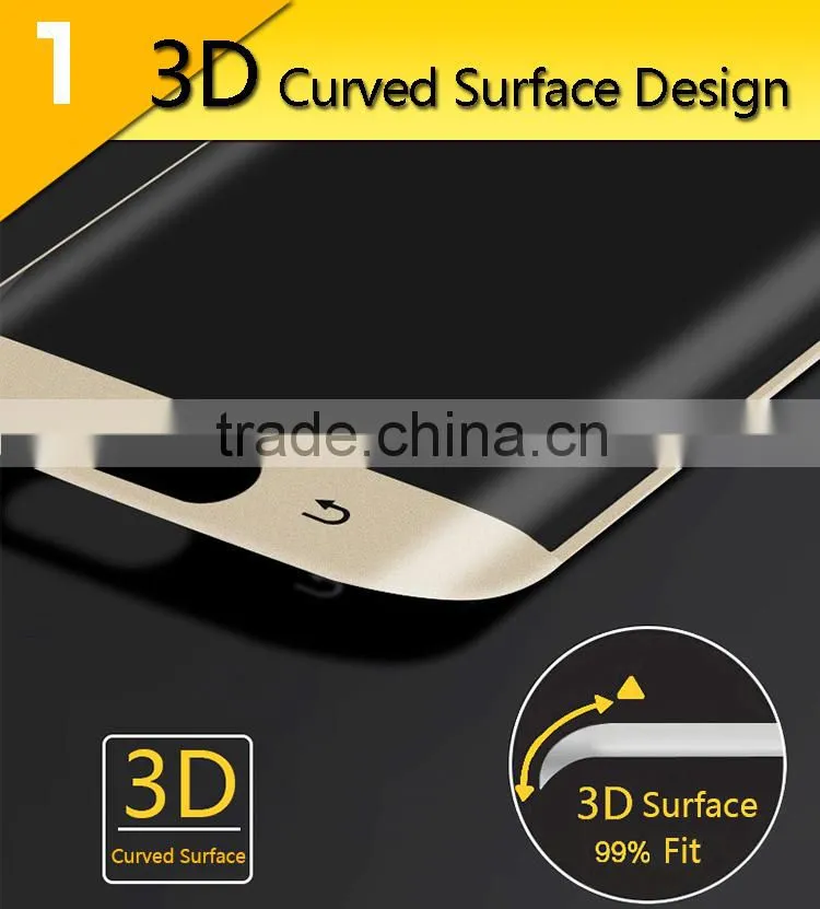 Wholesale 3d tempered glass protector for Samsung S6 edge Full cover curved tempered glass with factory price