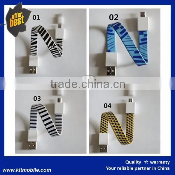 Mini Short Flat Bracelet Micro USB 2.0 Sync Data Charger Cable for Android Phone