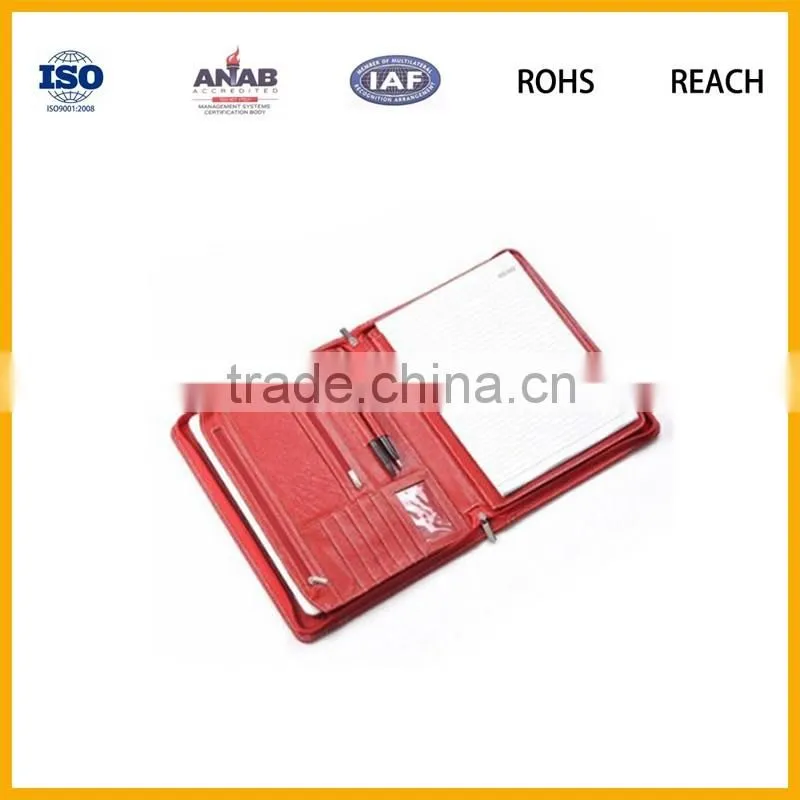 PU leather files notebook organizer with pen holder