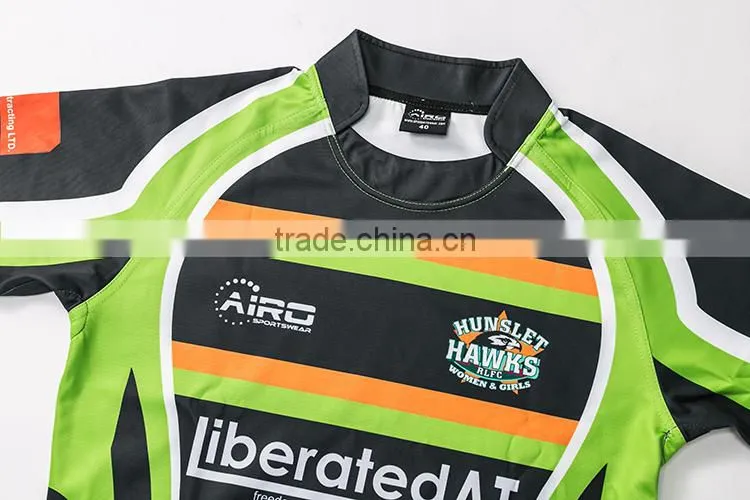 Cheap Wholesale Plain Custom Make Green Rugby Jersey Shirt Youth