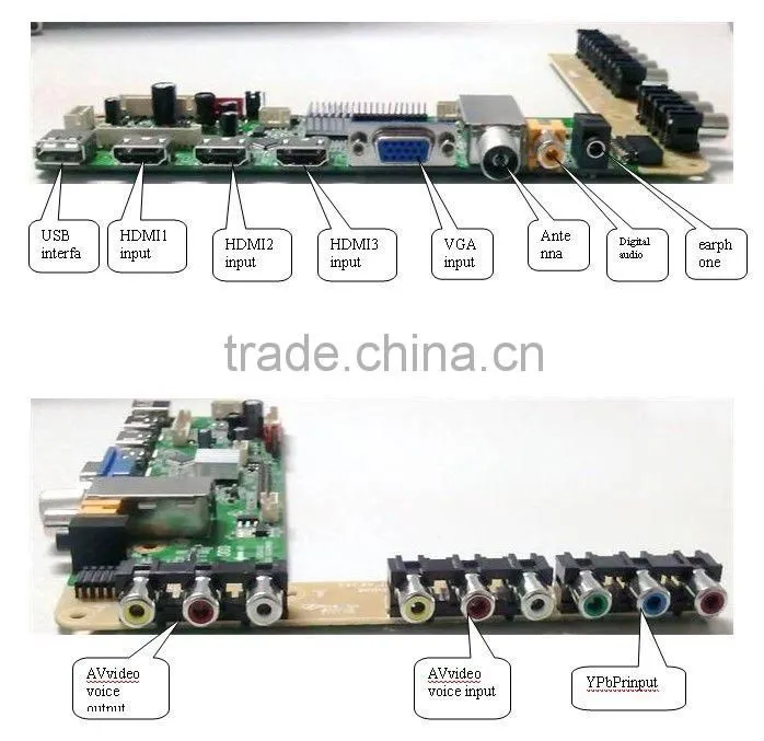 USB+HDMI+VGA+TV+Earphone LCD TV driver board support 1920*1080