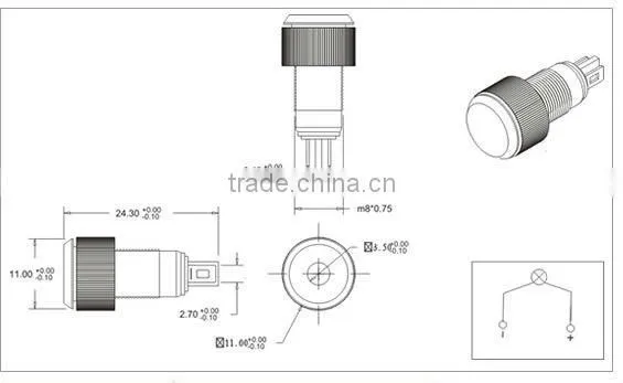 QN8-LED (8mm )12v led pilot lamp
