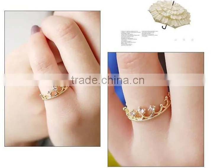 Korea fashionable crystal small Crown diamante rings