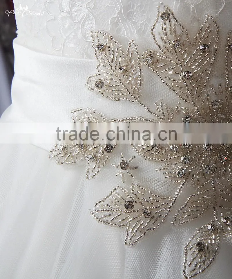 RSW912 Wholesale Alibaba Scoop Neckline Vintage Lace Wedding Dresses 2016 With Belt Bridal Ball Gown Wedding Gown