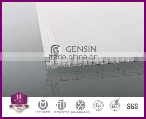 width 600mm four wall U-lock polycarbonate sheets/ multi-wall pc sheet/polycarbonate sheet 8mm
