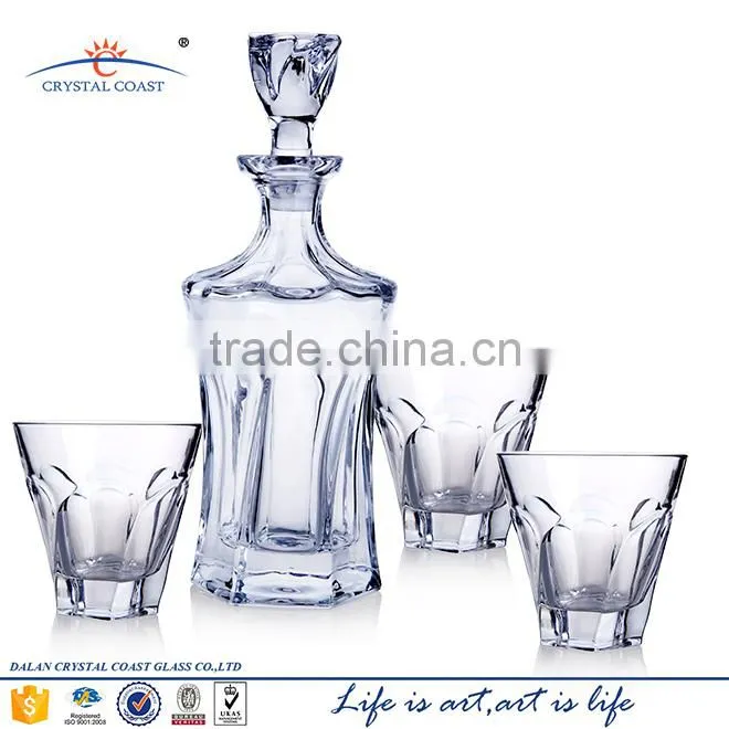 New fashion whiskey crystal glass bottle unique shape glass liquor bottle with low price