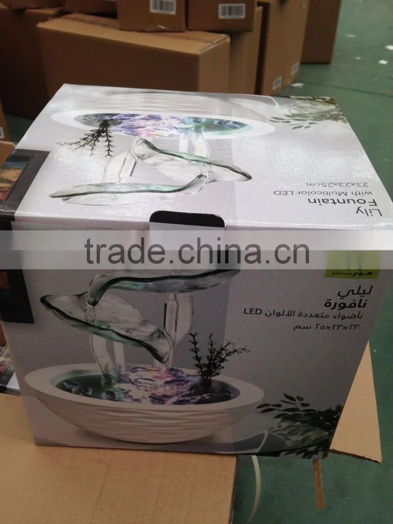 wall-mounted water fountain with led light for home decoration