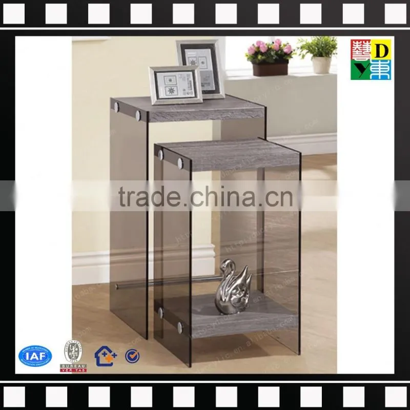 Clear acrylic high end coffee tables PMMA trunk coffee table 3pcs platic nesting end table from shenzhen yidong