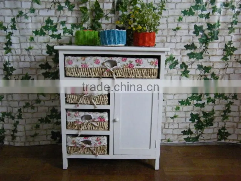 country style modern design tall white wooden cabinet with 4drawer and one door