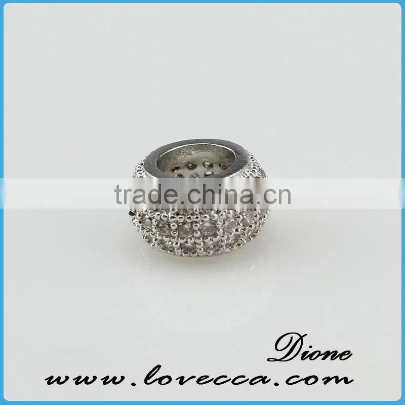 Rose gold jewelry slider beads for bracelets,zircon jewelry for bracelets decor