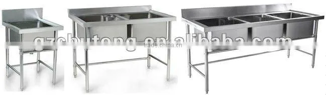 stainless steel kitchen 3-sink working table