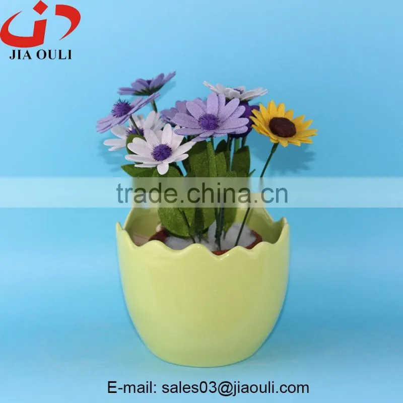 New design EASTER decoration colorful Ceramic egg shape basket