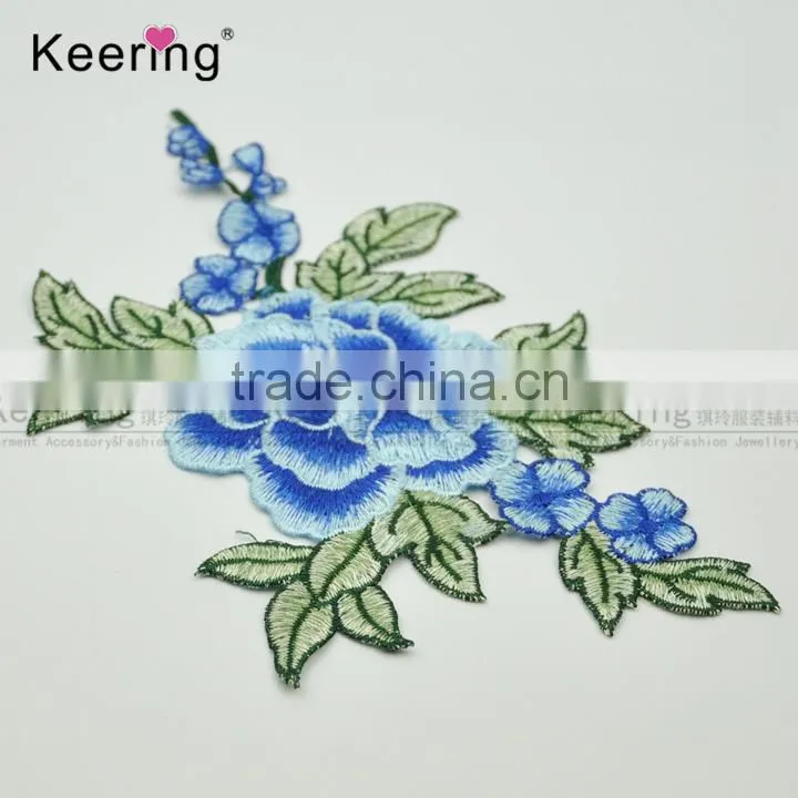 2017 new arrival beautiful embroidery patch flower design applique from keering WEF-766