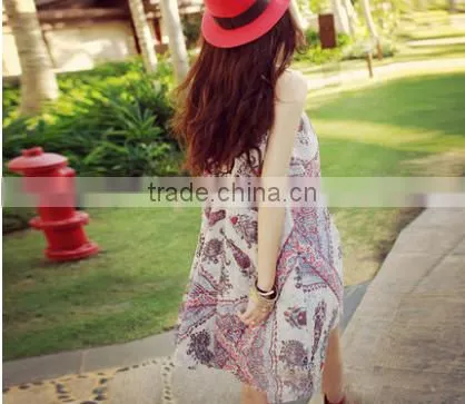 2016 New Summer Women Short Strapless Shoulder Beachwear Bohemia Dress