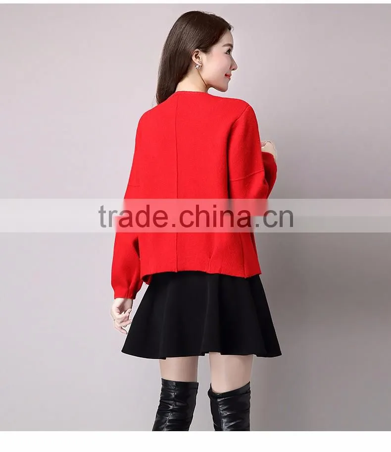 Apparel manufacturers lantern sleeve knitwear women cardigan sweaters