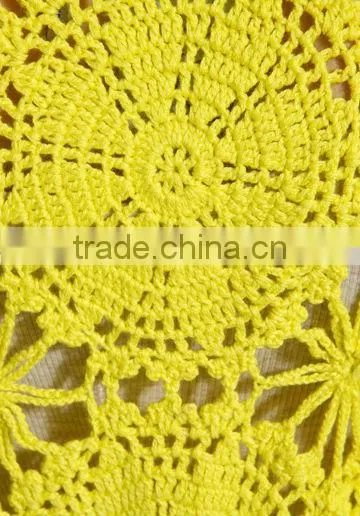 12WO004 Lemon lace shortsleeves casual woolen.