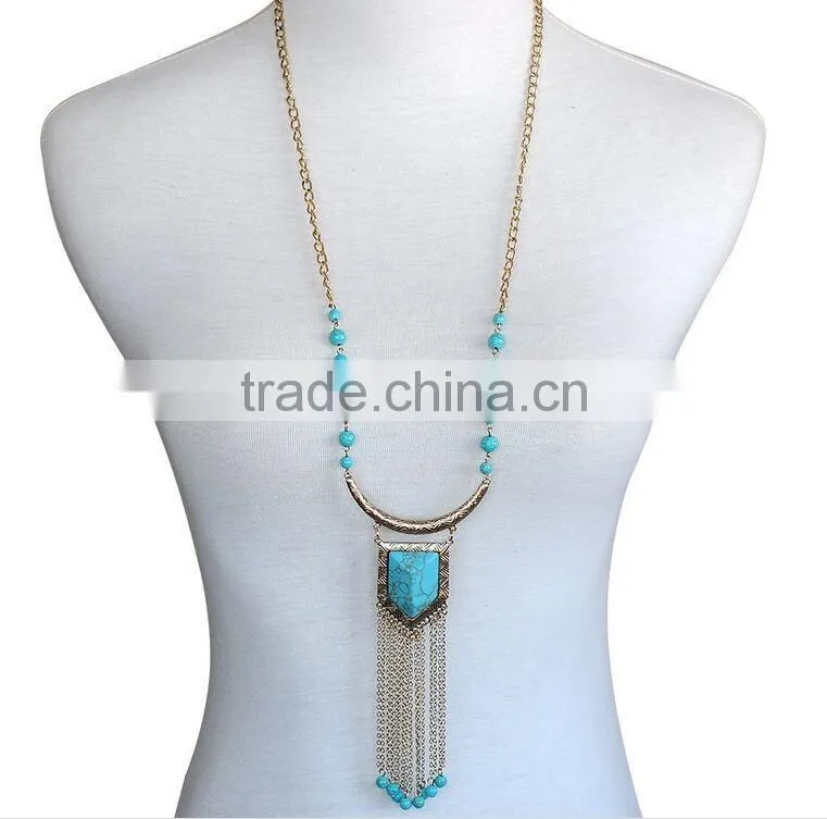 Alloy Gold color bead sweater necklace for lady