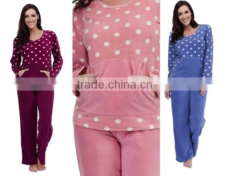 Winter Funny Dot print fleece ladies nightwear