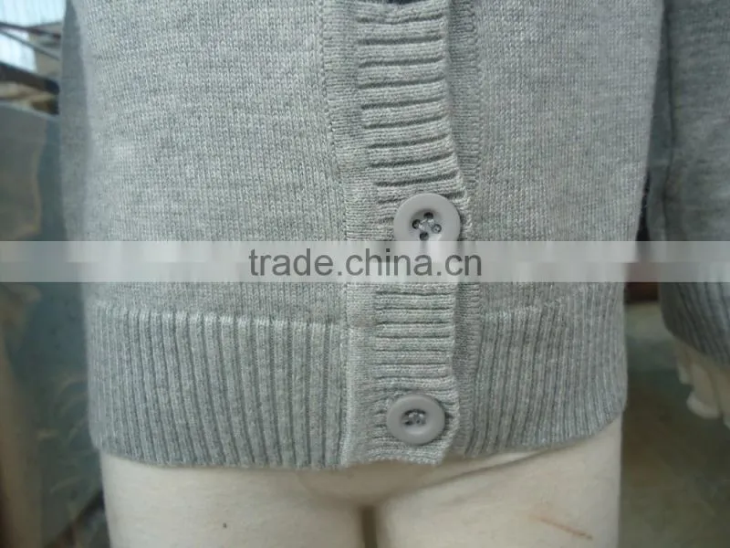 custom children kids heather grey v-neck button up plain knit cardigan