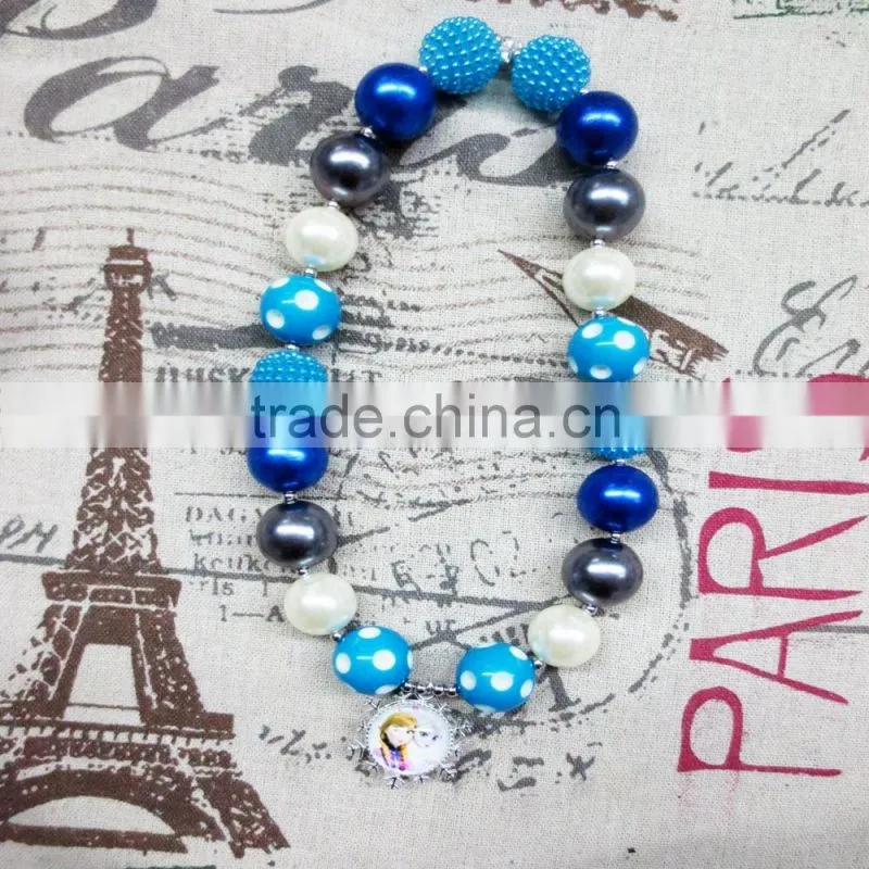 Turquoise Acrylic Bead Princess Chunky Necklace with pendant