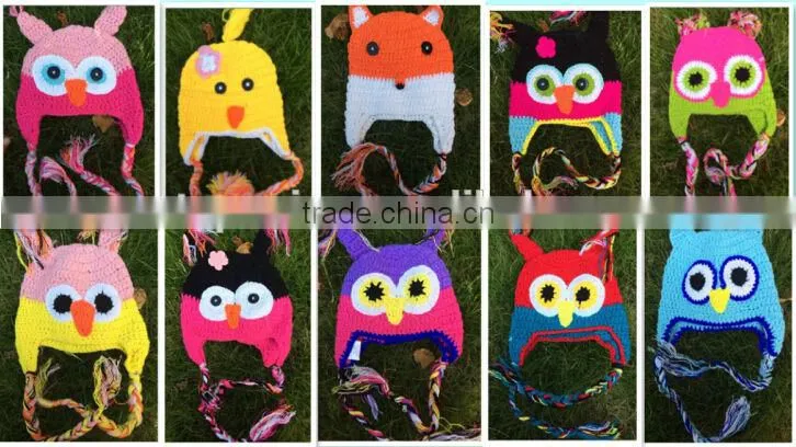 aniaml baby girls crochet hat