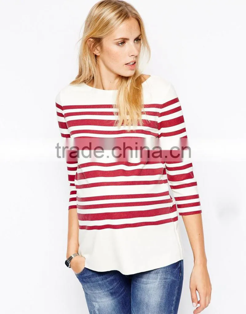 Maternity Top In Premium Soft Jersey And Breton Stripe