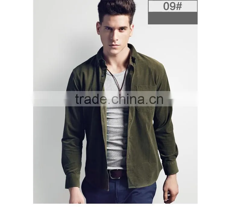 2016 Spring & Autumn series fashion corduroy mens shirt for pink color