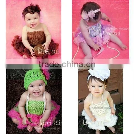 Kids Baby Girls Yellow Crochet Tube Top Photo Prop NB-12M