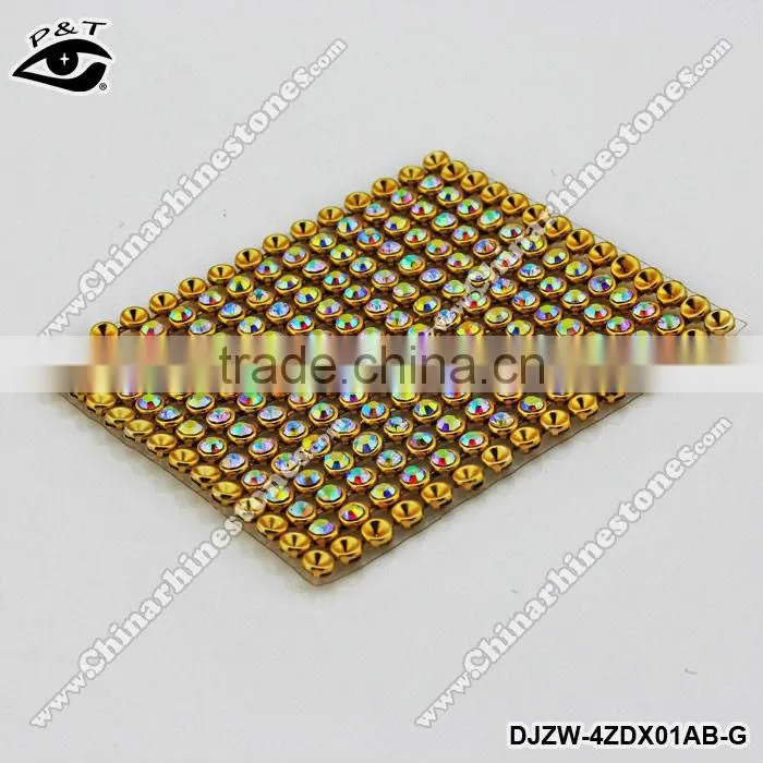 Hot fix rhinestone metal mesh 3MM crystal AB gunmetal base