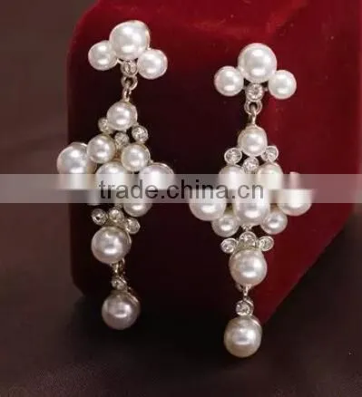 NEW fashion diamond alloy Imitation pearl sut earring