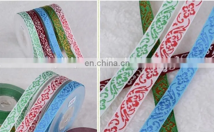 personalized jacquard shiny metallic polyester ribbon