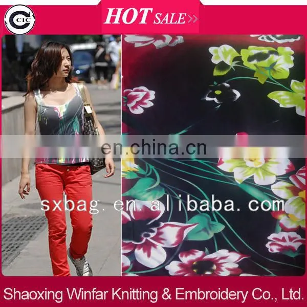 Shaoxing winfar single jersey knitting cupra spandex printed rayon fabric for garment