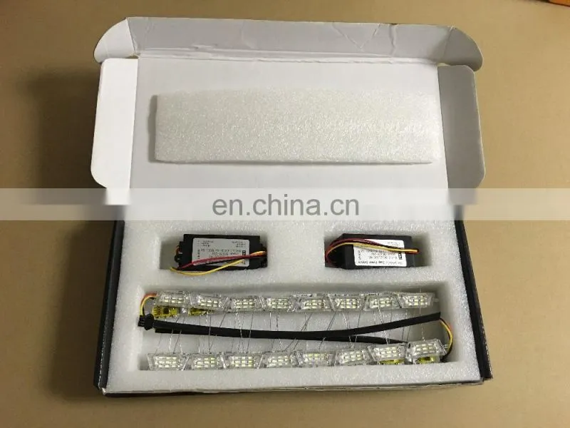50cm crystal extendable led flexible drl with flow turn signal 16leds white amber daytime running light headlight for car