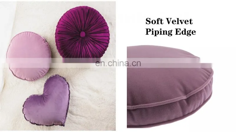 Round Comfortable Soft Taro Solid Color Purple Sofa Decorative Pillow Chair Cushion with Piping